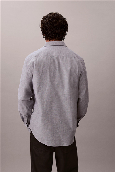 Calvin Klein LS Solid Oxford Classic Shirt Erkek Gömlek Lacivert