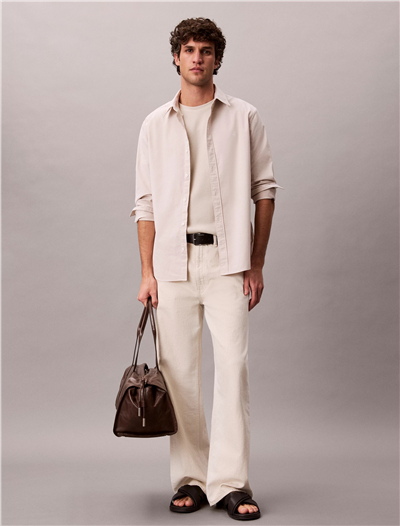 Calvin Klein LS Solid Oxford Classic Shirt Erkek Gömlek Gri