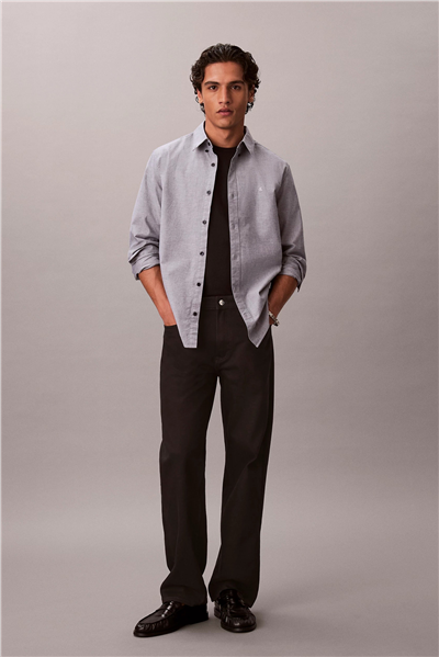 Calvin Klein LS Solid Oxford Classic Shirt Erkek Gömlek Lacivert