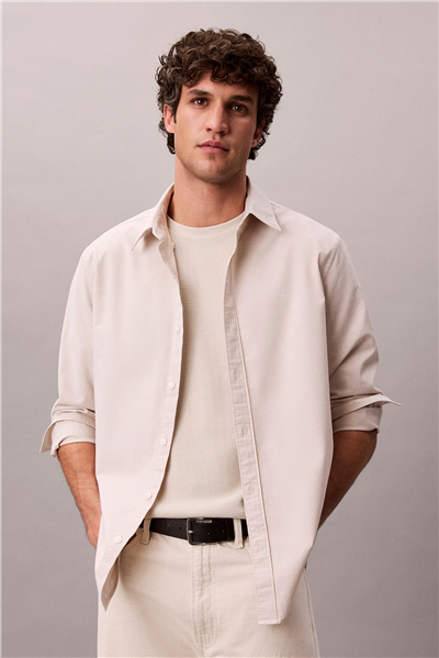 Calvin Klein LS Solid Oxford Classic Shirt Erkek Gömlek Gri