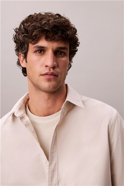 Calvin Klein LS Solid Oxford Classic Shirt Erkek Gömlek Gri