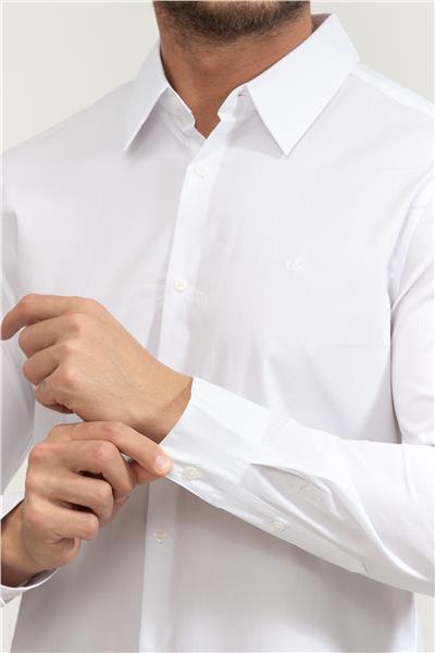 Calvin Klein LS Solid Stretch Slim Shirt Erkek Gömlek
