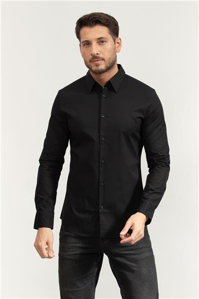 Calvin Klein LS Solid Stretch Slim Shirt Erkek Gömlek