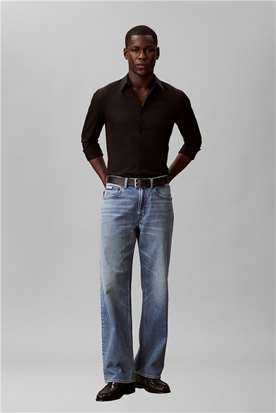 Calvin Klein Ls Solid Tech Stretch Slim Shirt Erkek Gömlek Siyah