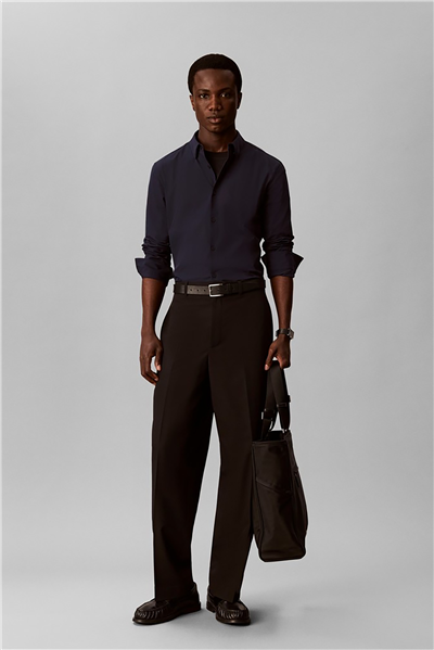 Calvin Klein Ls Solid Tech Stretch Slim Shirt Erkek Gömlek Lacivert