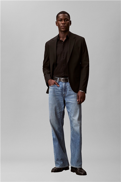 Calvin Klein Ls Solid Tech Stretch Slim Shirt Erkek Gömlek Siyah