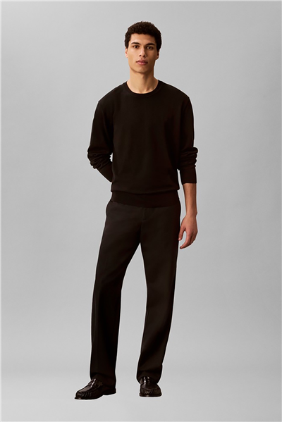 Calvin Klein LS Supima Cotton Crew 14Gg Erkek Triko Siyah