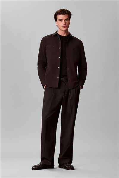 Calvin Klein Ls Tech Knit Dobby Classic Overs Erkek Gömlek Siyah