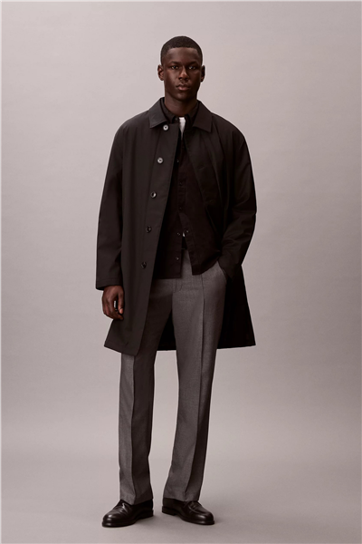 Calvin Klein LS Tech Wool Blend Car Coat Erkek Mont Siyah