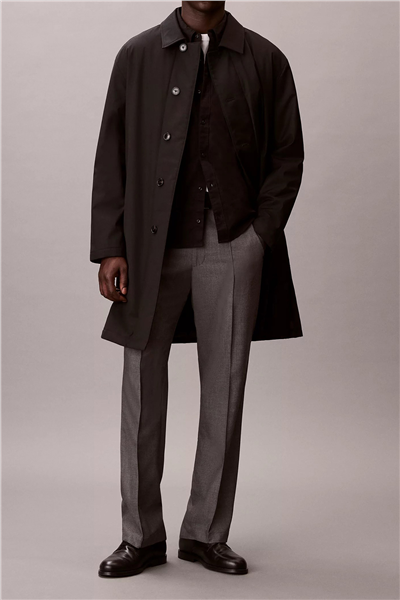 Calvin Klein LS Tech Wool Blend Car Coat Erkek Mont Siyah