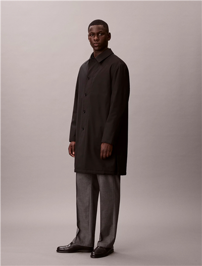 Calvin Klein LS Tech Wool Blend Car Coat Erkek Mont Siyah