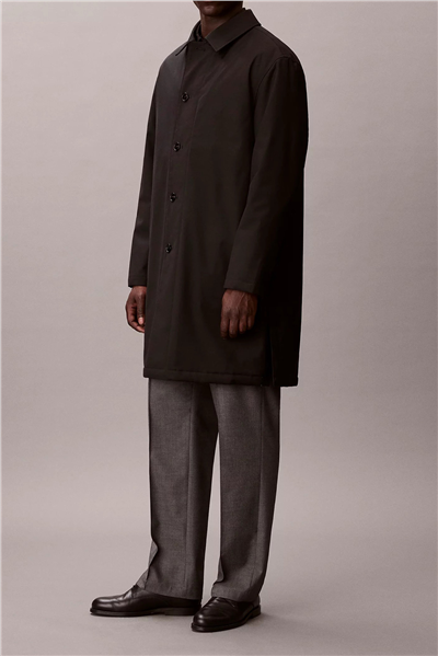 Calvin Klein LS Tech Wool Blend Car Coat Erkek Mont Siyah