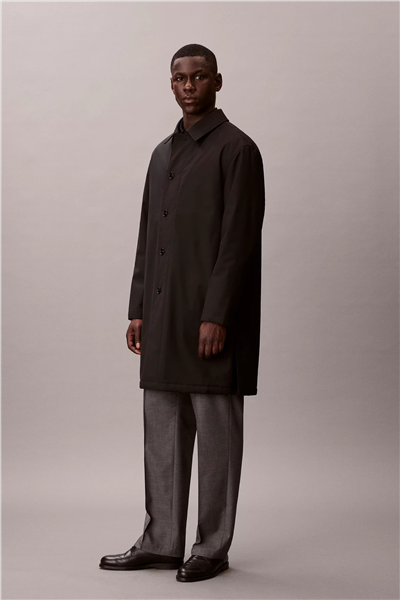 Calvin Klein LS Tech Wool Blend Car Coat Erkek Mont Siyah