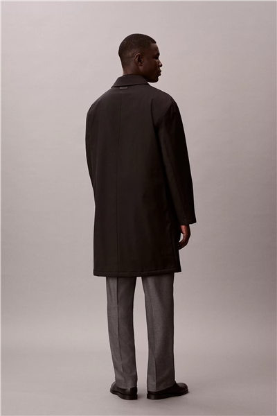 Calvin Klein LS Tech Wool Blend Car Coat Erkek Mont Siyah