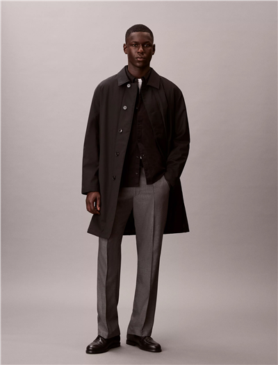 Calvin Klein LS Tech Wool Blend Car Coat Erkek Mont Siyah