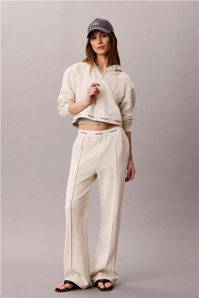 Calvin Klein Ls Terry Logo Waist Cropped Fz H Kadın Bisiklet Yaka Sweatshirt Gri