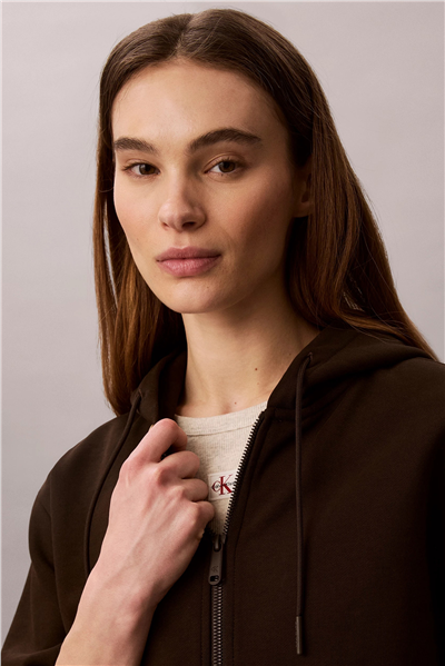 Calvin Klein Ls Terry Logo Waist Cropped Fz H Kadın Bisiklet Yaka Sweatshirt