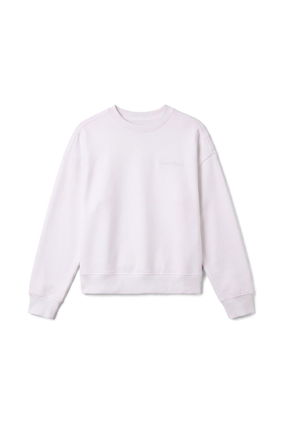 Calvin Klein Ls Terry Standard Logo Crew Nk Kadın Bisiklet Yaka Sweatshirt Beyaz