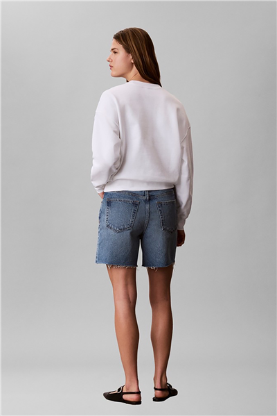 Calvin Klein Ls Terry Standard Logo Crew Nk Kadın Bisiklet Yaka Sweatshirt Beyaz