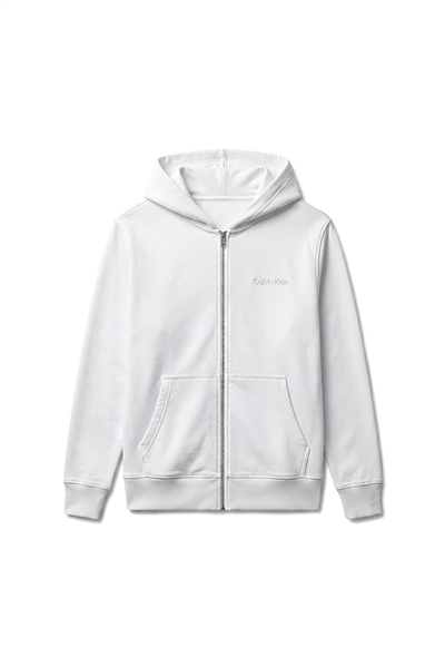 Calvin Klein Ls Terry Standard Logo Fz Hoodie Kadın Kapüşonlu Sweatshirt Beyaz