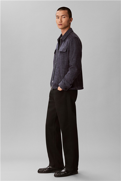 Calvin Klein Ls Wool Herringbone Shirt Jacket Erkek Bomber Mont Mavi