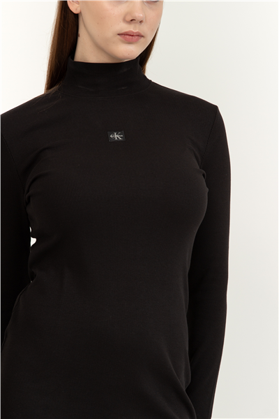 Calvin Klein LS Woven Label 2X2 Rib Mini Kadın Elbise