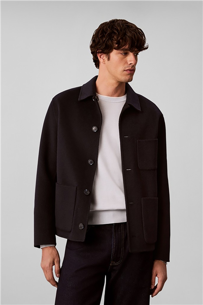 Calvin Klein Ls2Tone Revrsible Dble Fce Wool Erkek Mont Lacivert