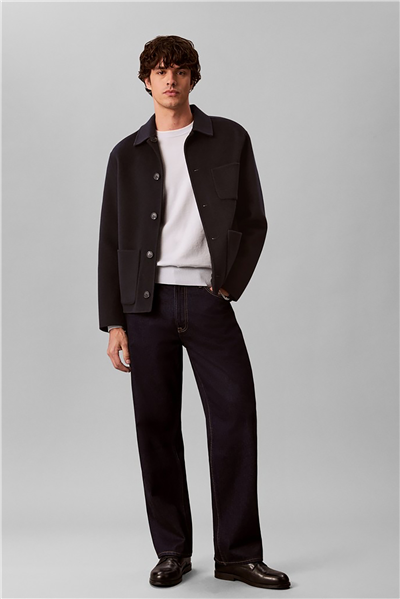 Calvin Klein Ls2Tone Revrsible Dble Fce Wool Erkek Mont Lacivert