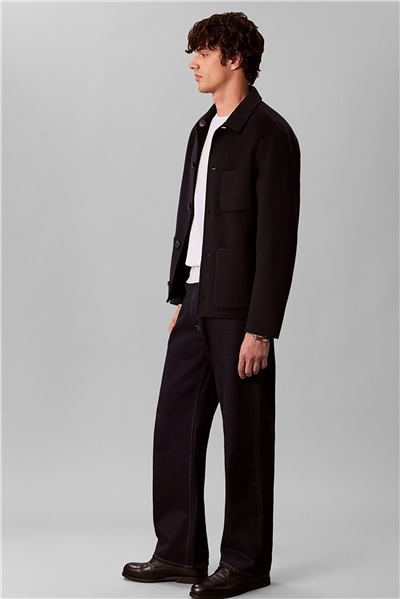 Calvin Klein Ls2Tone Revrsible Dble Fce Wool Erkek Mont Lacivert