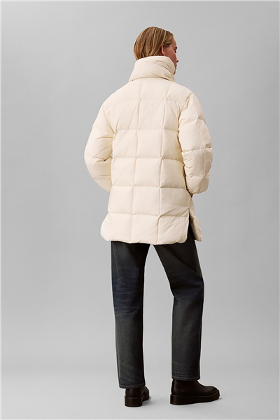 Calvin Klein Matte Mid Puffer With Scarf Kadın Şişme Mont Bej