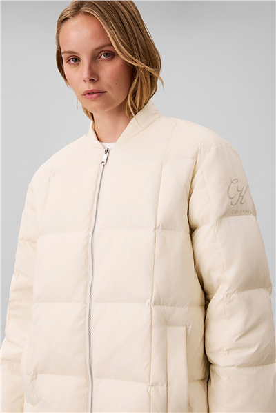 Calvin Klein Matte Mid Puffer With Scarf Kadın Şişme Mont Bej