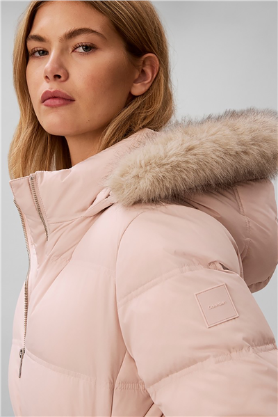Calvin Klein Matte Mw Belted Short Puffer Wit Kadın Şişme Mont