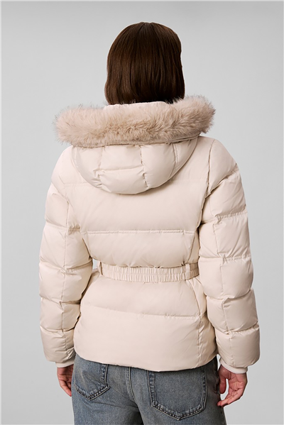 Calvin Klein Matte Mw Belted Short Puffer Wit Kadın Şişme Mont Beyaz