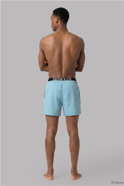 Calvin Klein Medium Drawstring Bo Erkek Şort Mayo Mavi