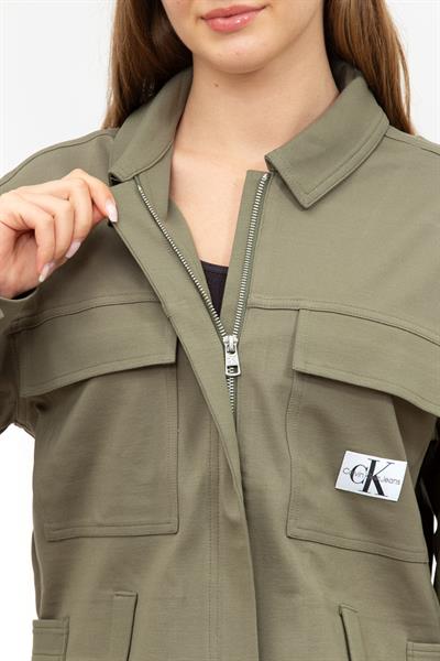 Calvin Klein Milano Utility Shacket Kadın Fermuarlı Sweatshirt Yeşil