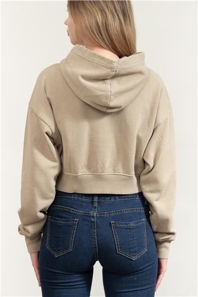 Calvin Klein Mineral Dye Monologo Kadın Kapüşonlu Sweatshirt Gri