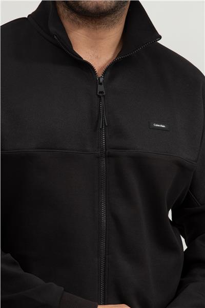 Calvin Klein Mix Media Pique Interlock Erkek Fermuarlı Sweatshirt