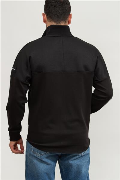 Calvin Klein Mix Media Pique Interlock Erkek Fermuarlı Sweatshirt
