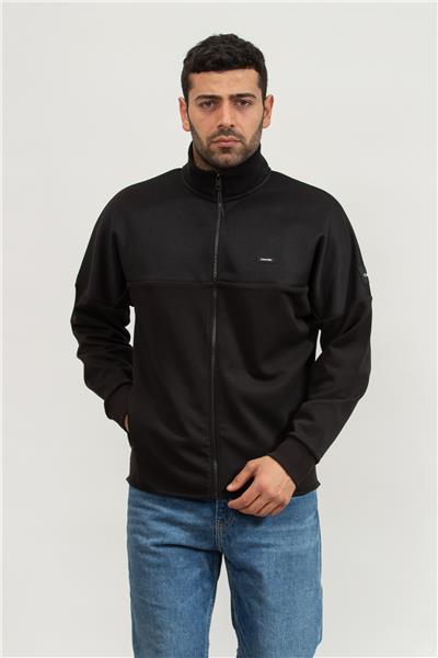 Calvin Klein Mix Media Pique Interlock Erkek Fermuarlı Sweatshirt