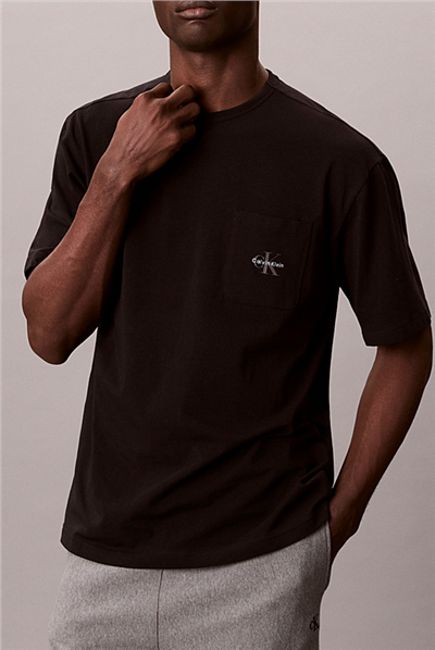 Calvin Klein Monogram S/S Crew Ne Erkek Pijama Üstü Siyah