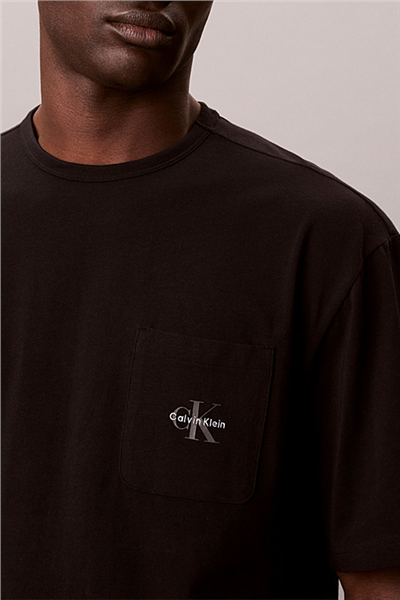 Calvin Klein Monogram S/S Crew Ne Erkek Pijama Üstü Siyah
