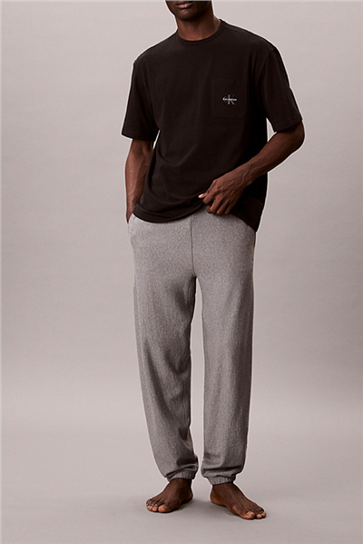 Calvin Klein Monogram S/S Crew Ne Erkek Pijama Üstü Siyah