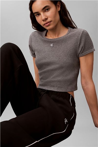Calvin Klein Monogram Terry Contrast Piping P Kadın Eşofman Altı Siyah