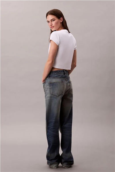 Calvin Klein Monologo Baby Rib Tee Kadın Bisiklet Yaka T-Shirt Beyaz