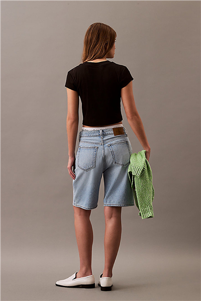 Calvin Klein Monologo Baby Rib Tee Kadın Bisiklet Yaka T-Shirt Siyah