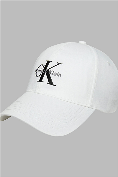 Calvin Klein Monologo Embroidery Baseball Hat Kadın Baseball Şapka Beyaz