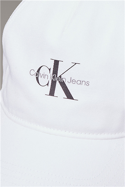 Calvin Klein Monologo Printed Baseball Cap Erkek Baseball Şapka Beyaz