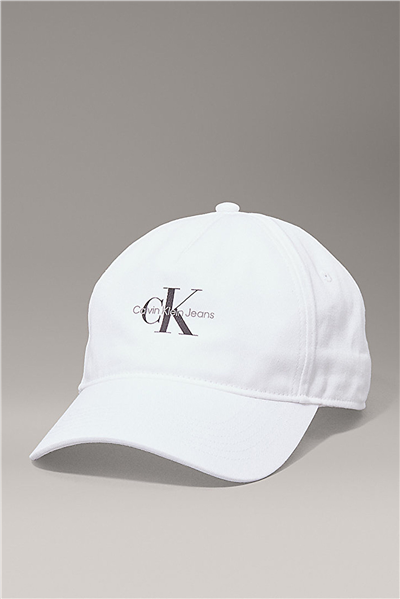Calvin Klein Monologo Printed Baseball Cap Erkek Baseball Şapka Beyaz