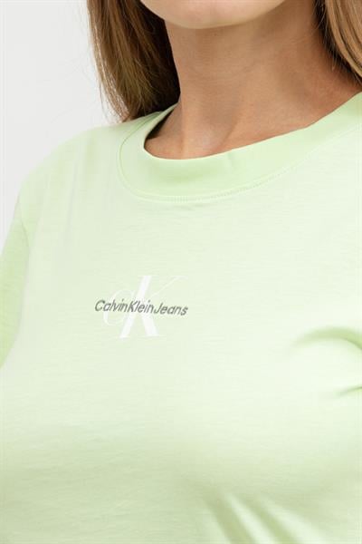 Calvin Klein Monologo Slim Kadın Bisiklet Yaka T-Shirt Yeşil