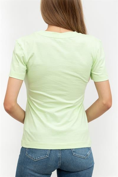 Calvin Klein Monologo Slim Kadın Bisiklet Yaka T-Shirt Yeşil